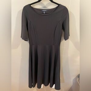 Lands End Small Elbow Sleeve Knee Length Dress Black Solid Knit Fitted